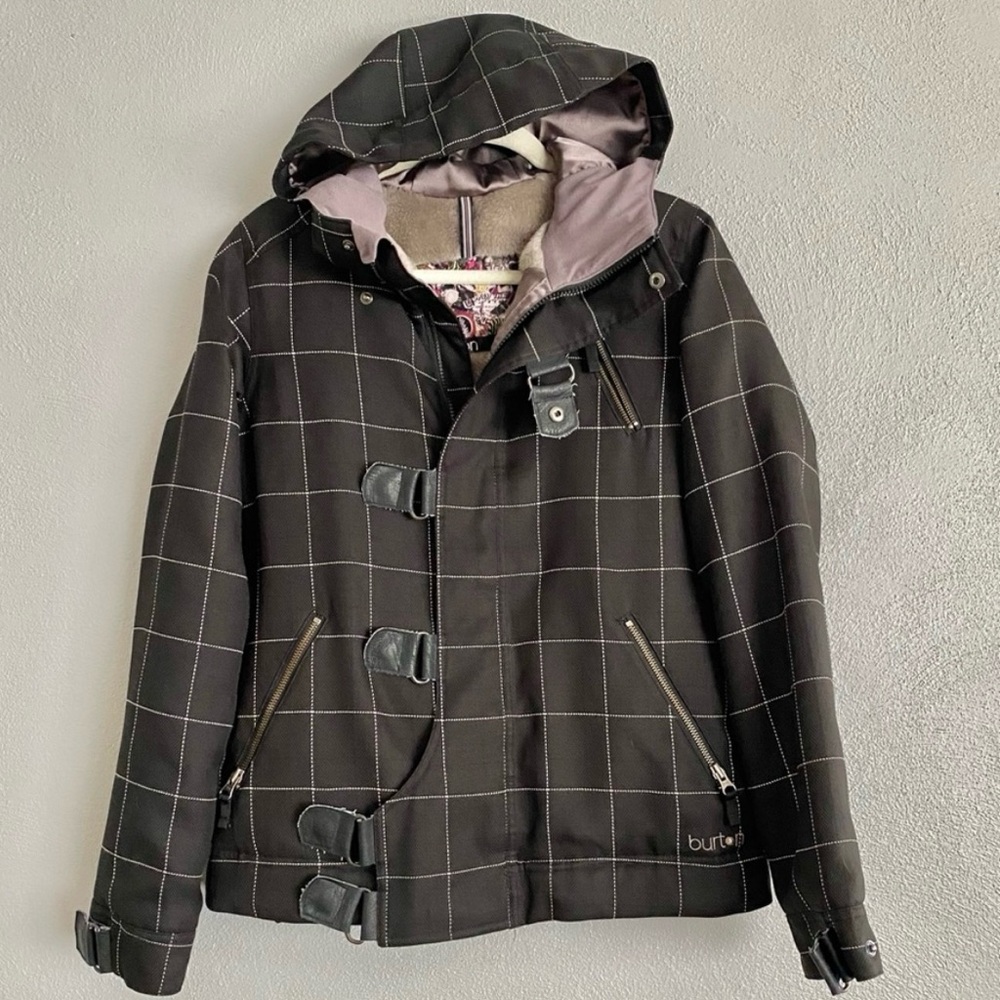 Vintage Burton Black Grid Snowboard Ski Jacket Women's Size Small